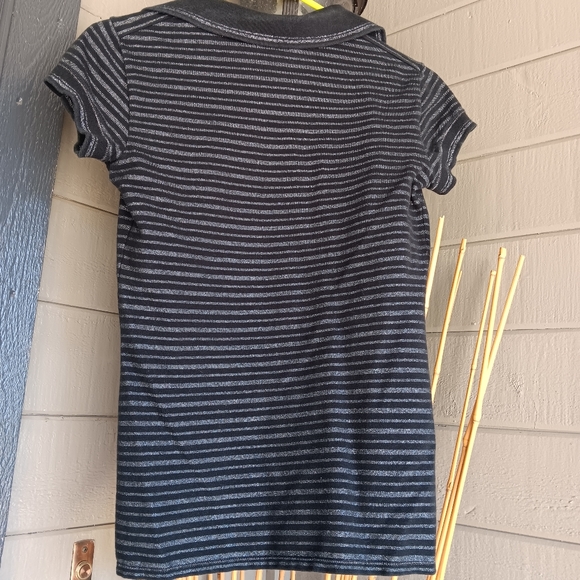 Armani Exchange Black and Silver Sparkly Polo Shirt Size XS - Picture 5 of 5